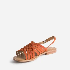 Eram Sandales^Sandale en cuir velours tressé ORANGE