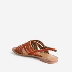 Eram Sandales^Sandale en cuir velours tressé ORANGE