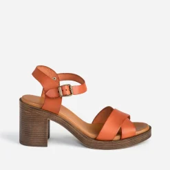 Eram Sandales^Sandale foncé éco-conçue en cuir ORANGE