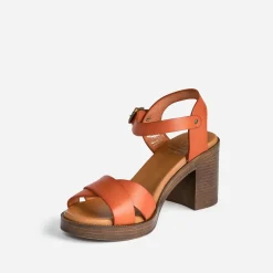 Eram Sandales^Sandale foncé éco-conçue en cuir ORANGE