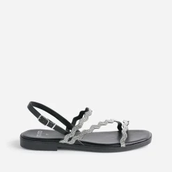 Texto Sandales^Sandale plate e avec strass NOIR