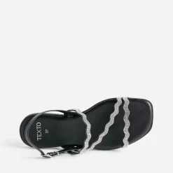 Texto Sandales^Sandale plate e avec strass NOIR