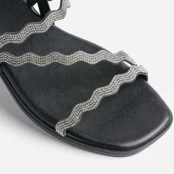 Texto Sandales^Sandale plate e avec strass NOIR