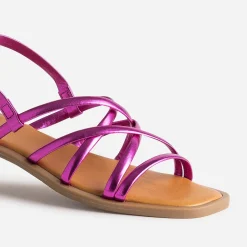Texto Sandales^Sandale plate rose métallisé METALISE