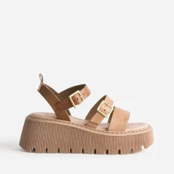 Texto Sandales^Sandale plateforme en cuir CAMEL