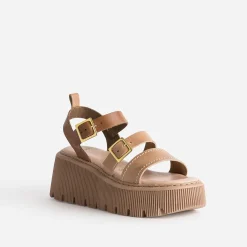 Texto Sandales^Sandale plateforme en cuir CAMEL