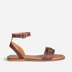 Eram Sandales^Sandale prune cuir deux brides ROUGE