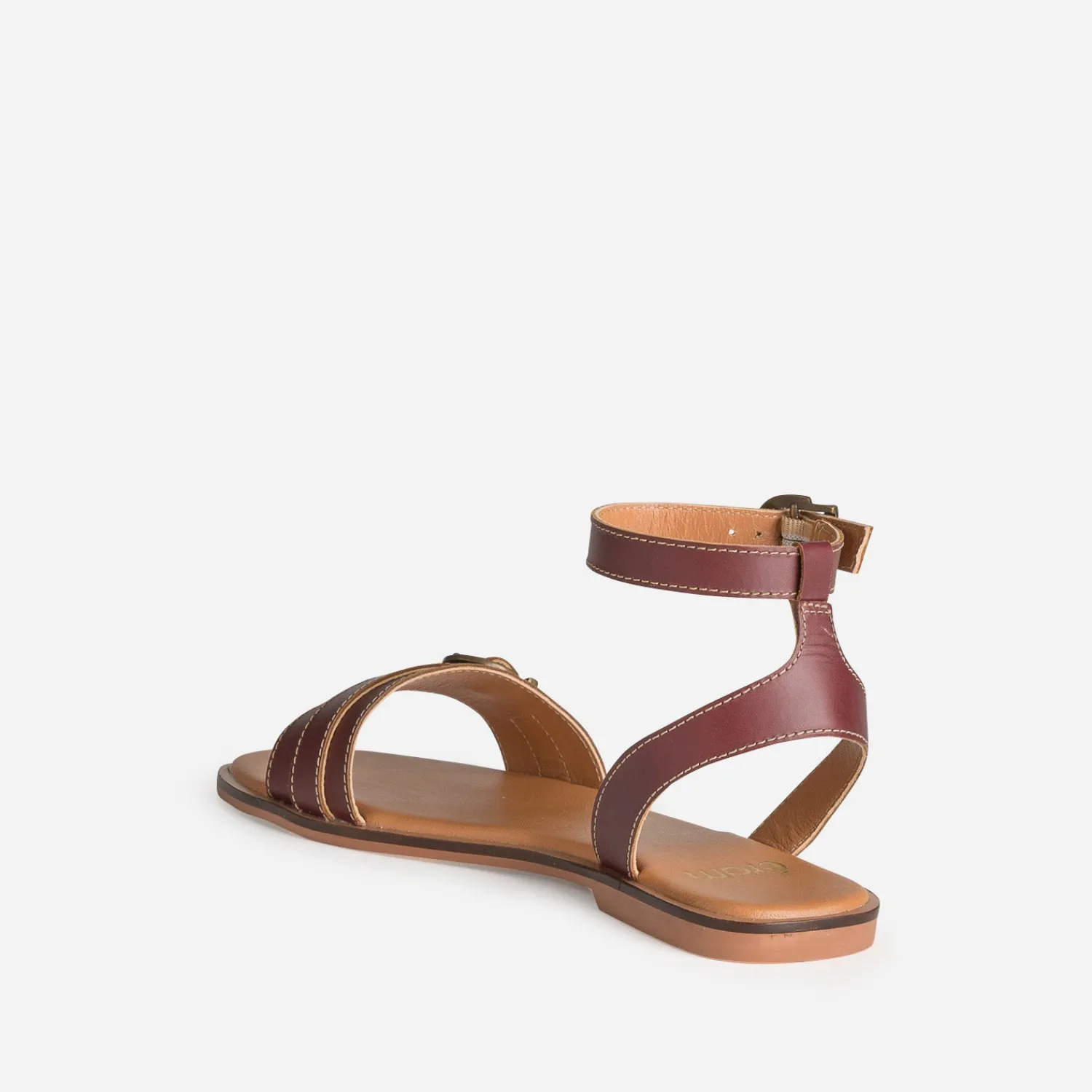 Eram Sandales^Sandale prune cuir deux brides ROUGE