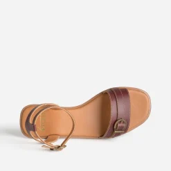 Eram Sandales^Sandale prune cuir deux brides ROUGE