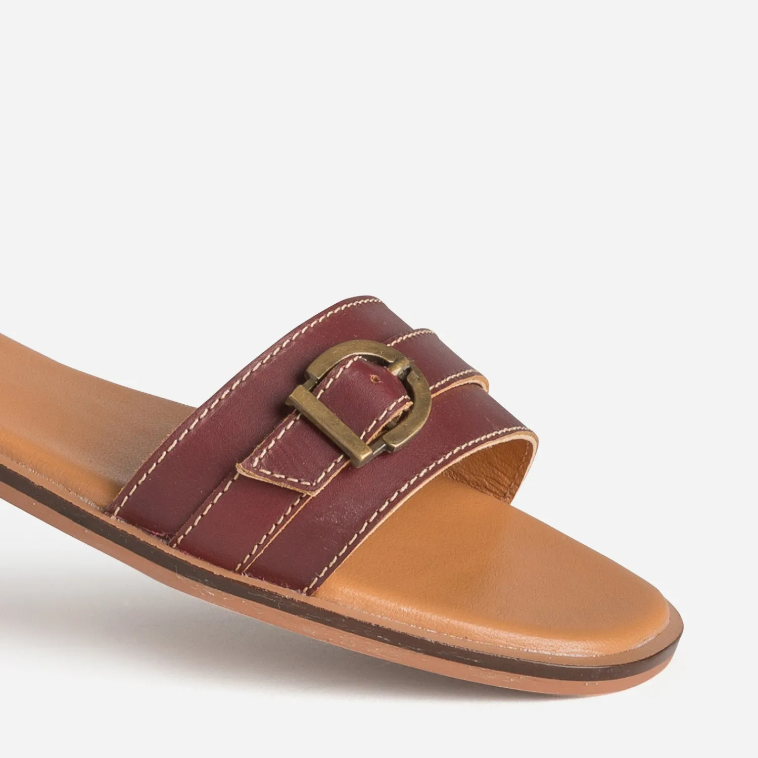 Eram Sandales^Sandale prune cuir deux brides ROUGE