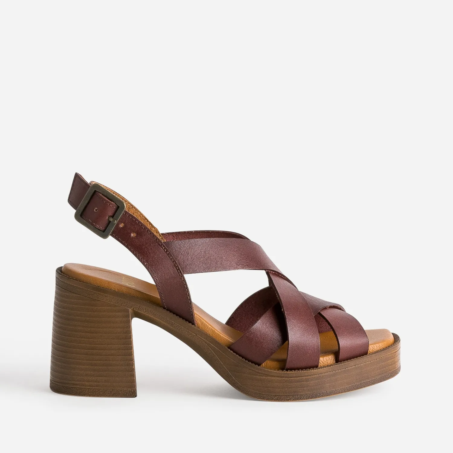 Eram Sandales^Sandale prune en cuir éco-conçu MARRON