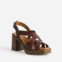 Eram Sandales^Sandale prune en cuir éco-conçu MARRON