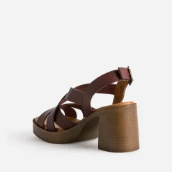 Eram Sandales^Sandale prune en cuir éco-conçu MARRON