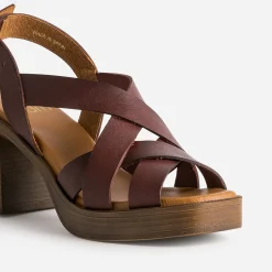 Eram Sandales^Sandale prune en cuir éco-conçu MARRON