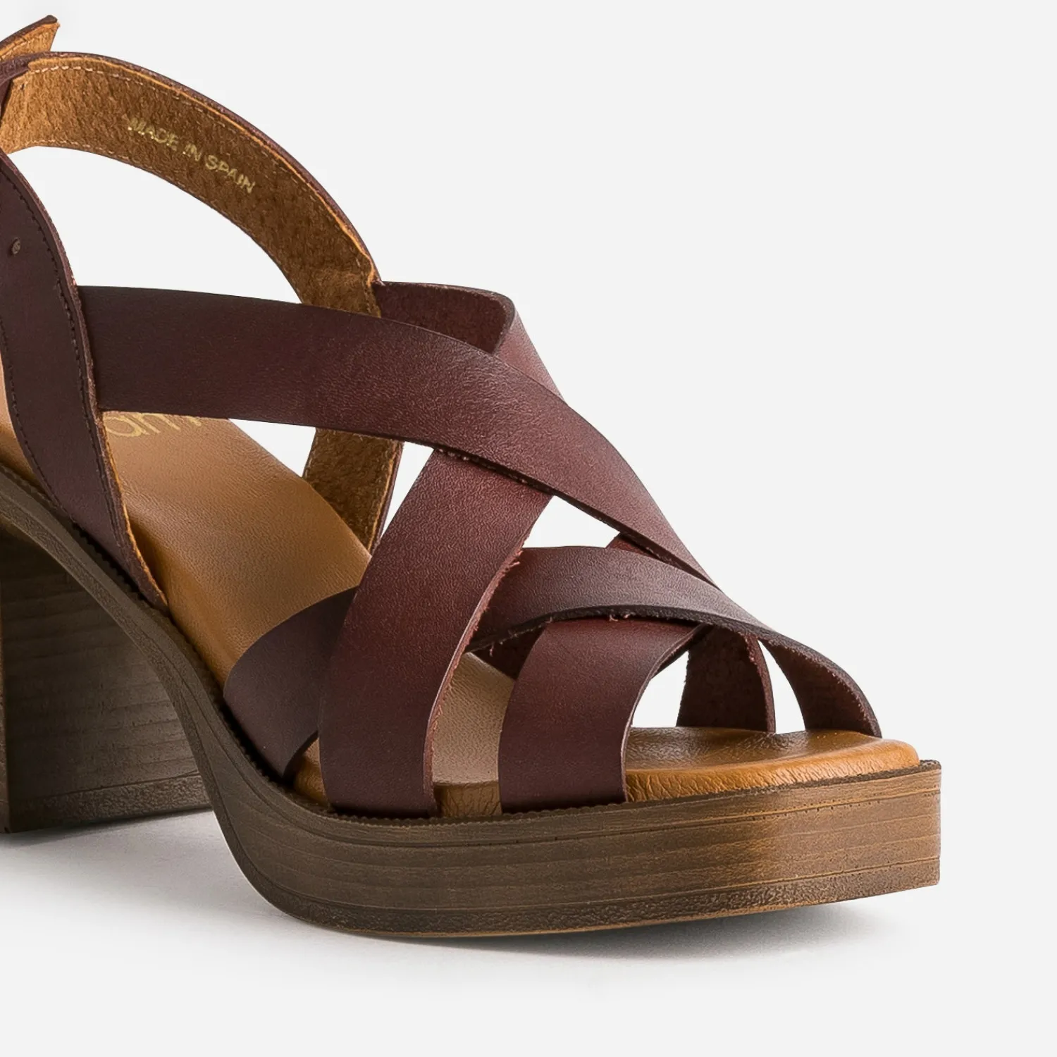 Eram Sandales^Sandale prune en cuir éco-conçu MARRON