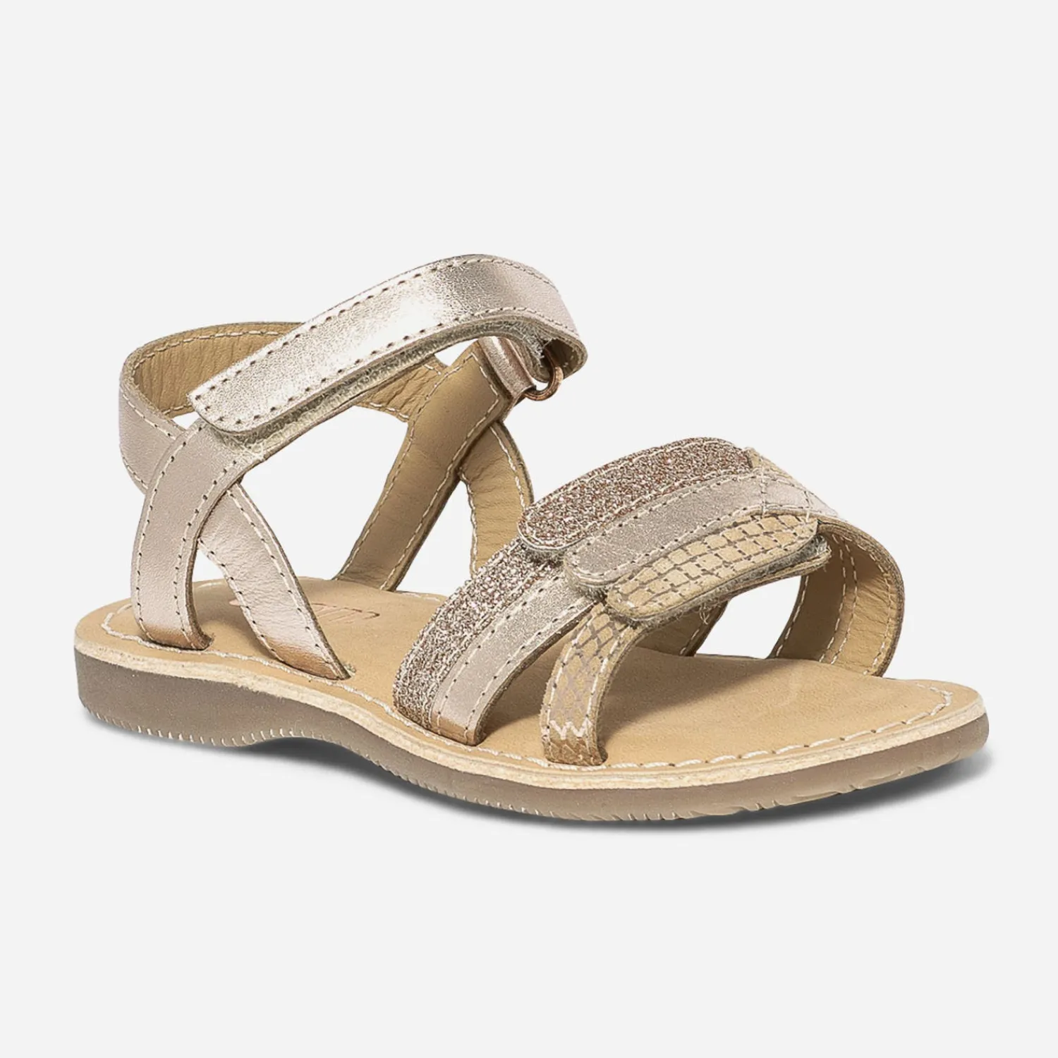 Eram Sandales^Sandale rose cuivré en cuir à scratchs MULTICOLORE