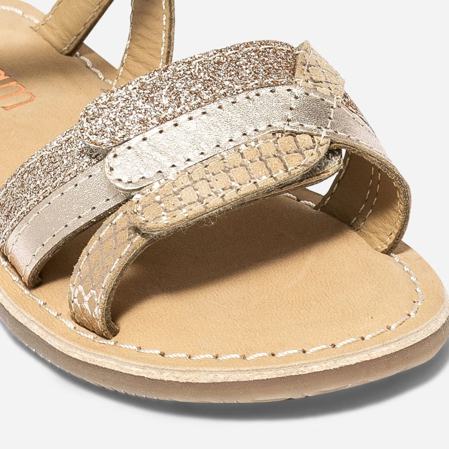 Eram Sandales^Sandale rose cuivré en cuir à scratchs MULTICOLORE