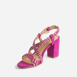 Eram Sandales^Sandale rose et or tressée à talon MULTICOLORE