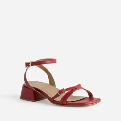 Eram Sandales^Sandale cuir à talon graphique ROUGE