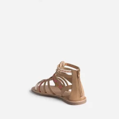 Buggy Sandales^Sandale spartiate beige broderies raphia CAMEL