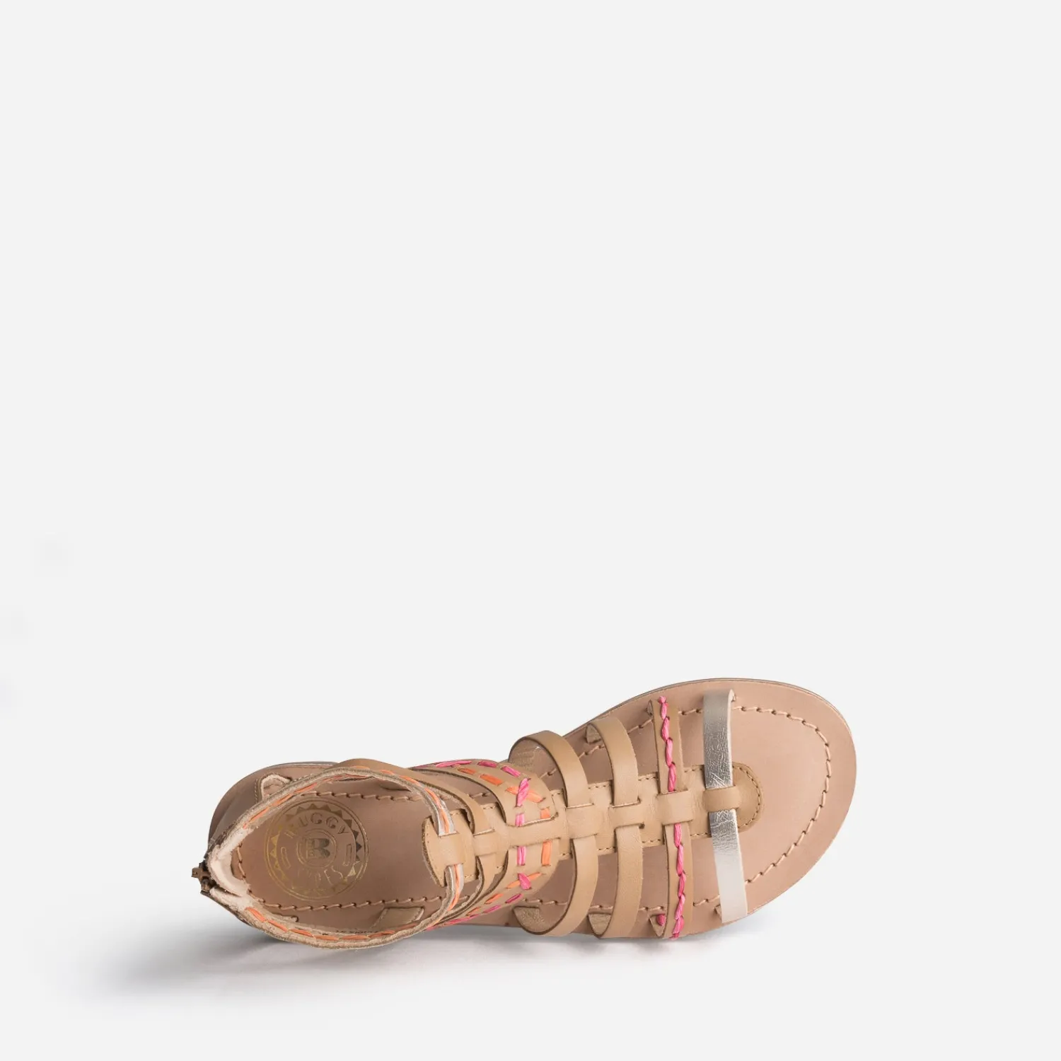 Buggy Sandales^Sandale spartiate beige broderies raphia CAMEL