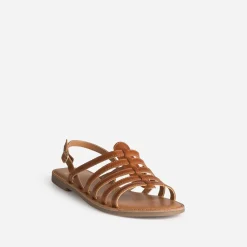 Eram Sandales^Sandale spartiate cuir COGNAC