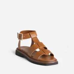 Texto Sandales^Sandale spartiate cuir COGNAC