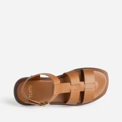 Texto Sandales^Sandale spartiate cuir COGNAC