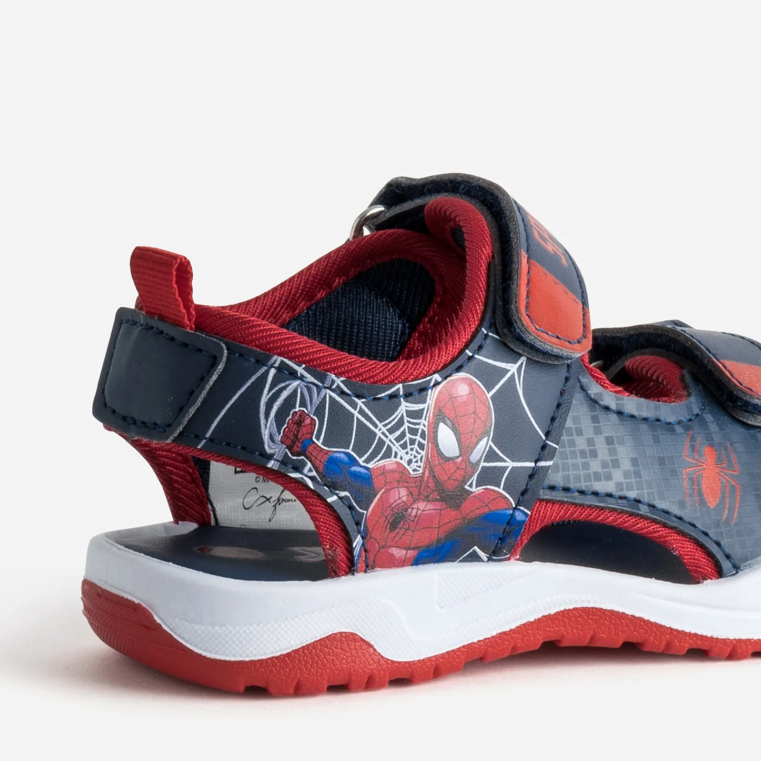 703 Sandales^Sandale SPIDER-MAN marine et rouge à scratchs BLEU