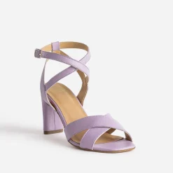 Eram Sandales^Sandale talon en cuir mauve VIOLET