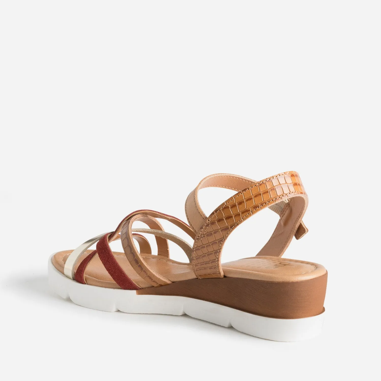 Tbs Sandales^Sandale en cuir à brides rouille et dorée COGNAC