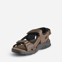 Tbs Nu-Pieds/Sandales^Sandale en cuir à scratchs MARRON