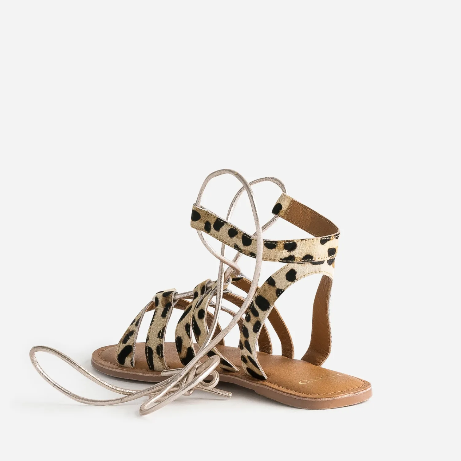 Texto Sandales^Sandale beige cuir motif léopard IMPRIME
