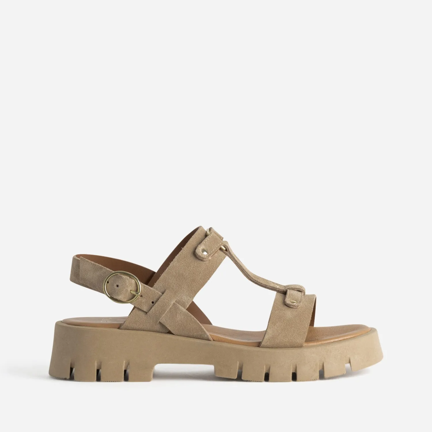 Texto Sandales^Sandale cuir velours semelle crantée BEIGE