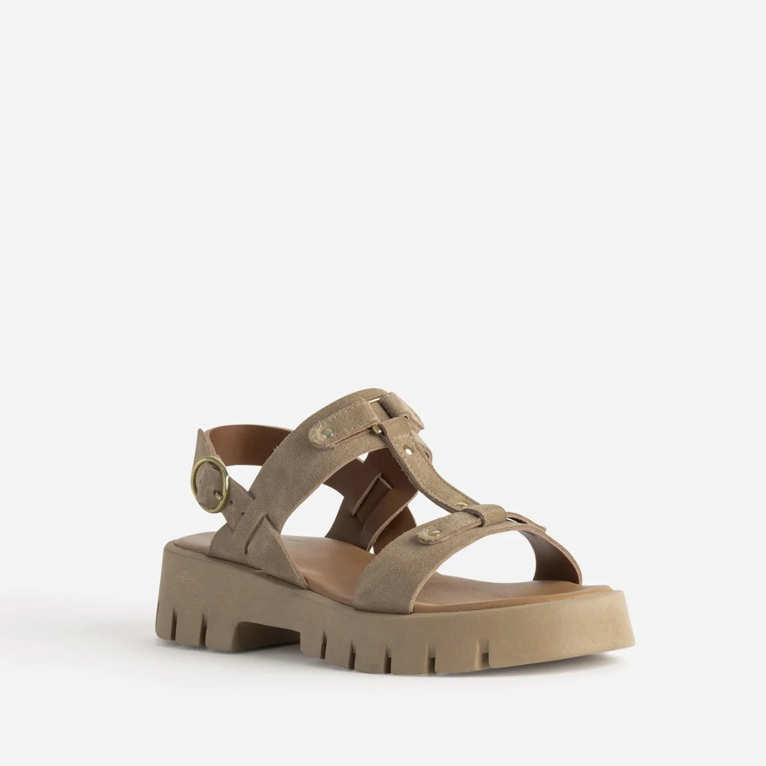 Texto Sandales^Sandale cuir velours semelle crantée BEIGE