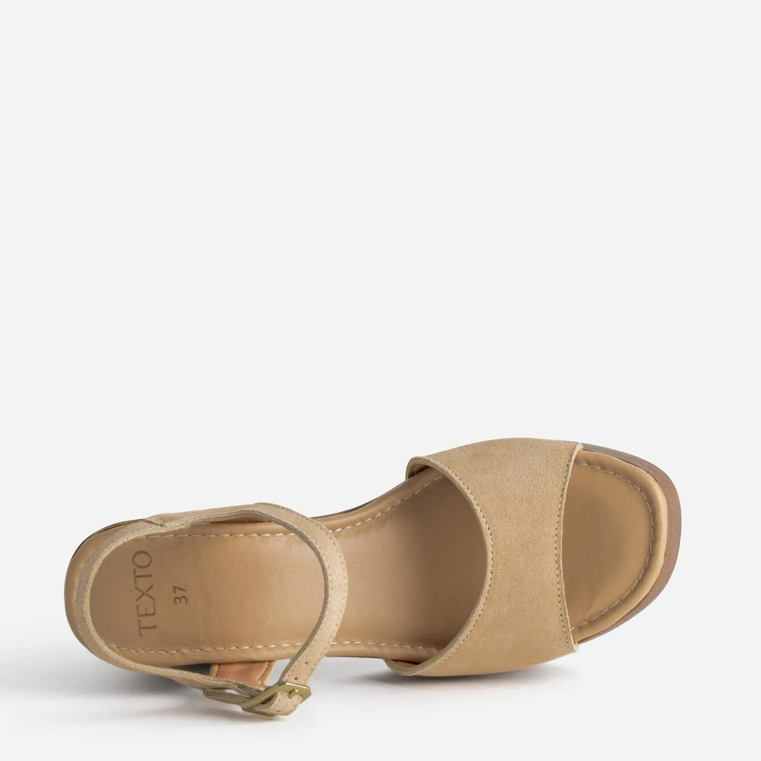 Texto Sandales^Sandale cuir velours plateforme BEIGE
