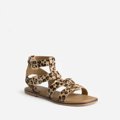 Texto Sandales^Sandale beige motif léopard cuir éco-conçu IMPRIME
