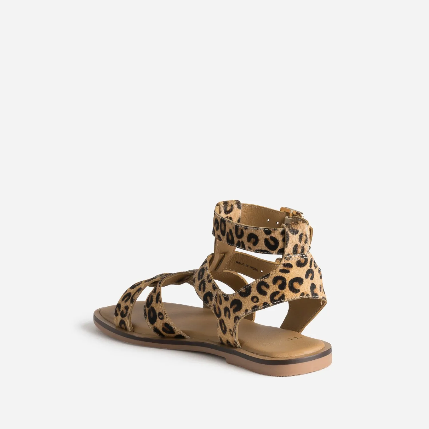 Texto Sandales^Sandale beige motif léopard cuir éco-conçu IMPRIME