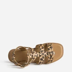 Texto Sandales^Sandale beige motif léopard cuir éco-conçu IMPRIME