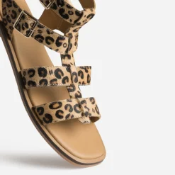 Texto Sandales^Sandale beige motif léopard cuir éco-conçu IMPRIME