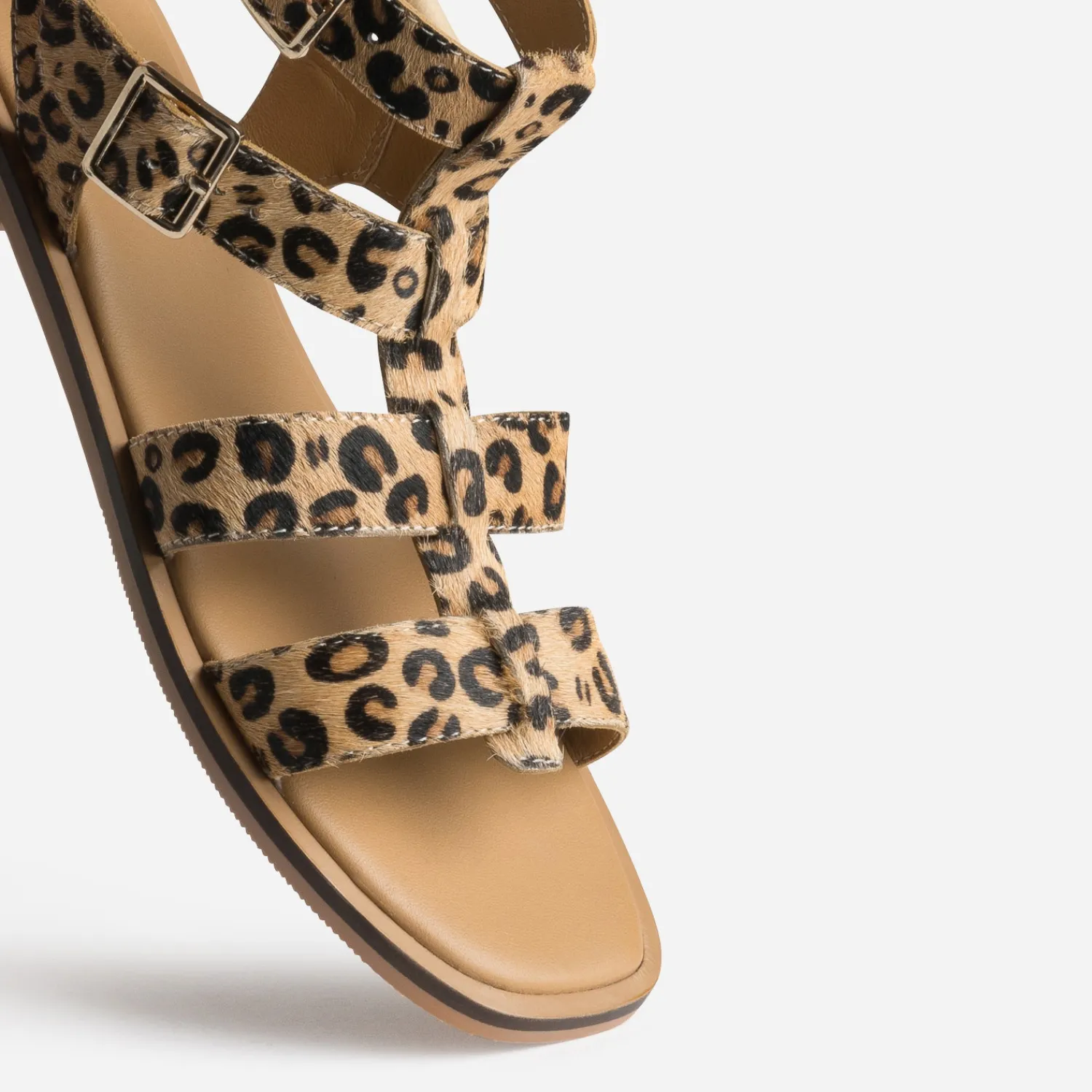 Texto Sandales^Sandale beige motif léopard cuir éco-conçu IMPRIME