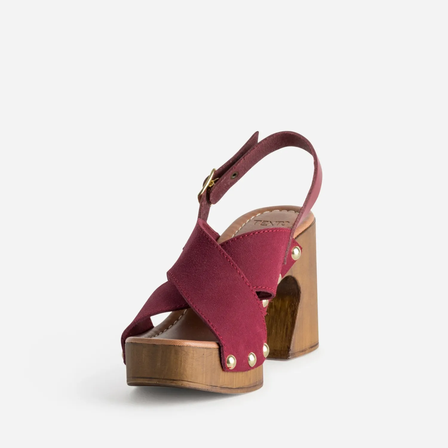 Texto Sandales^Sandale bordeaux cuir velours ROUGE