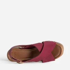 Texto Sandales^Sandale bordeaux cuir velours ROUGE