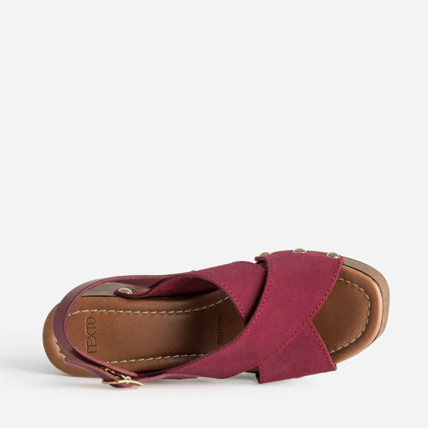 Texto Sandales^Sandale bordeaux cuir velours ROUGE