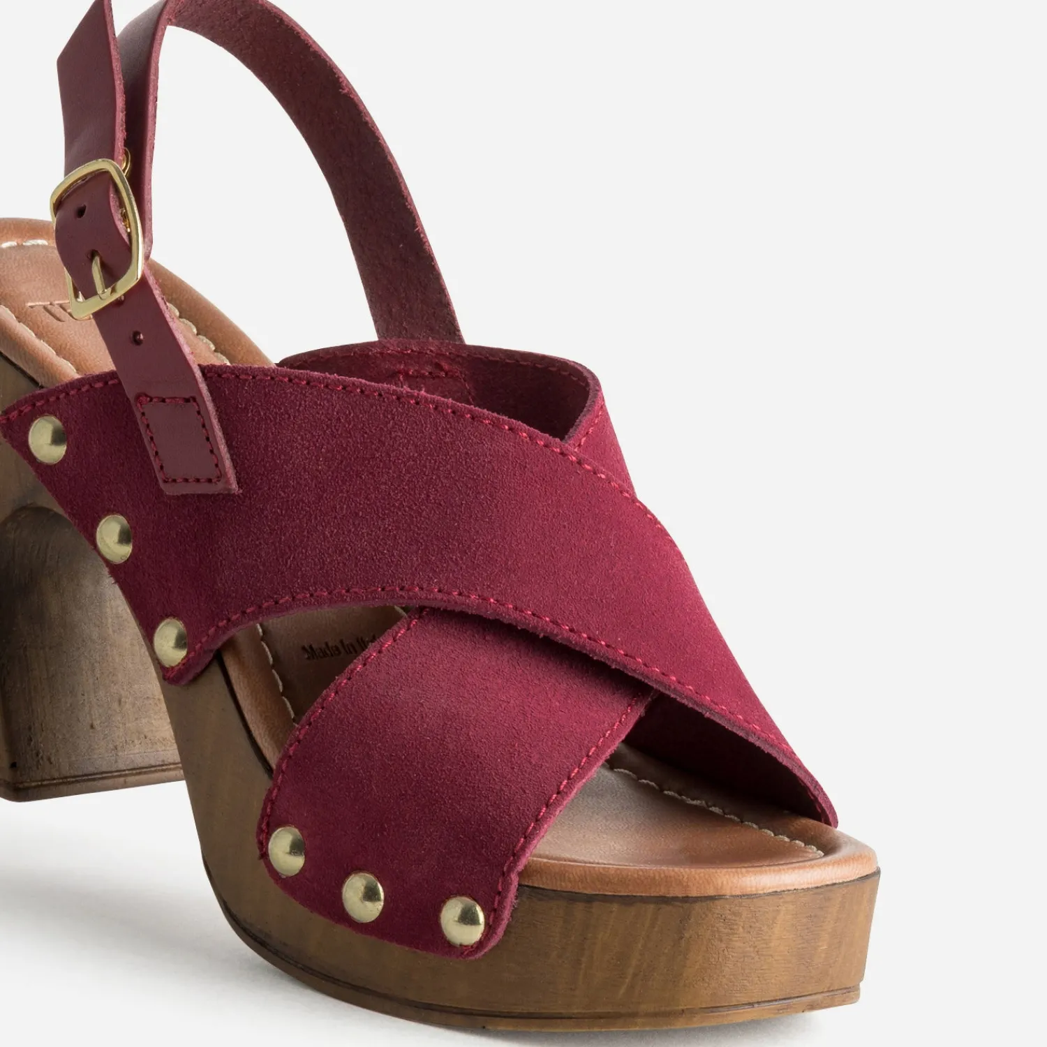 Texto Sandales^Sandale bordeaux cuir velours ROUGE