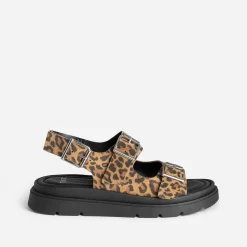 Texto Sandales^Sandale camel cuir velours motif léopard IMPRIME