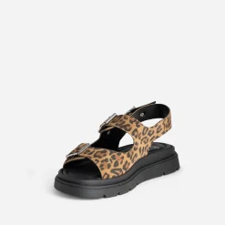 Texto Sandales^Sandale camel cuir velours motif léopard IMPRIME