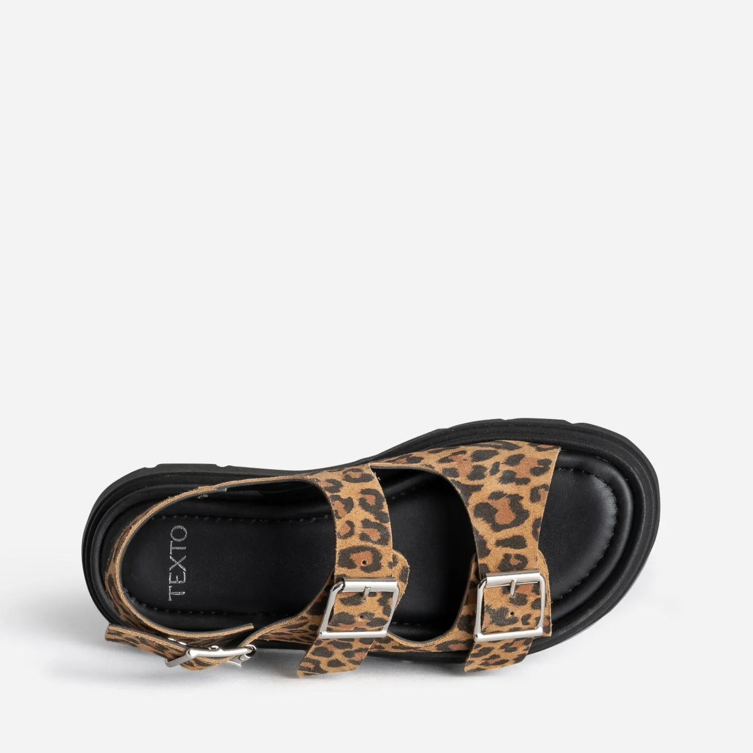Texto Sandales^Sandale camel cuir velours motif léopard IMPRIME