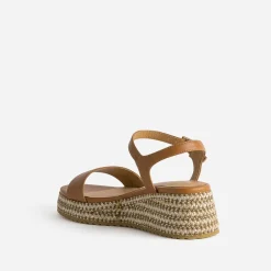 Texto Sandales^Sandale compensée camel COGNAC