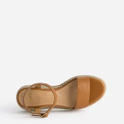 Texto Sandales^Sandale compensée camel COGNAC